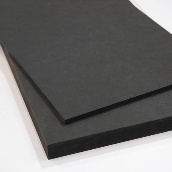 Two piece of Black MDF cut to size online stacked on top of each other