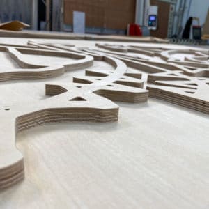 Bespoke wall art cut from Birch-Ply on a CNC router