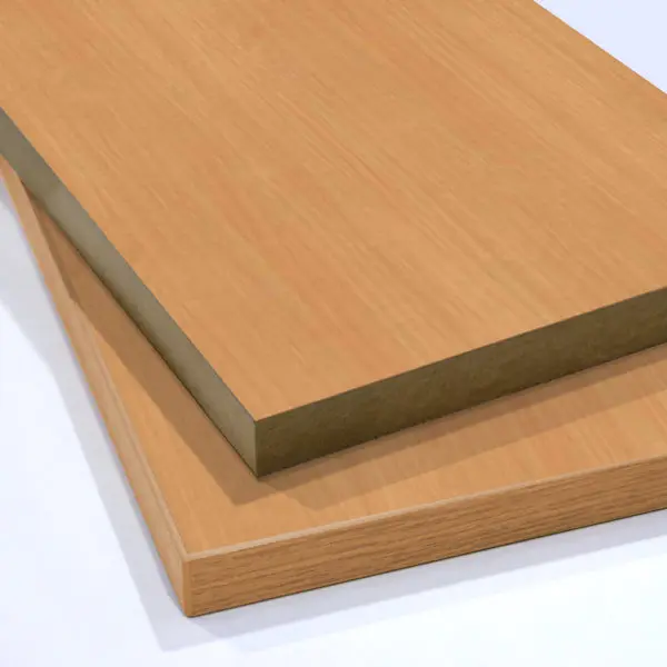 Two pieces of Beech Melamine Board cut to size and stacked on top of each other