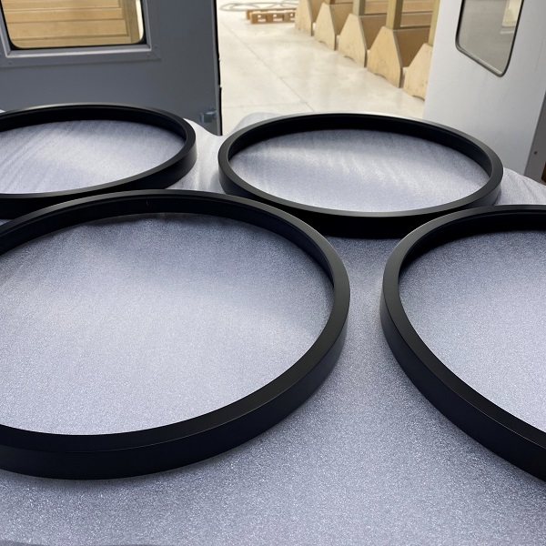 Black spray painted MR MDF circular picture frames