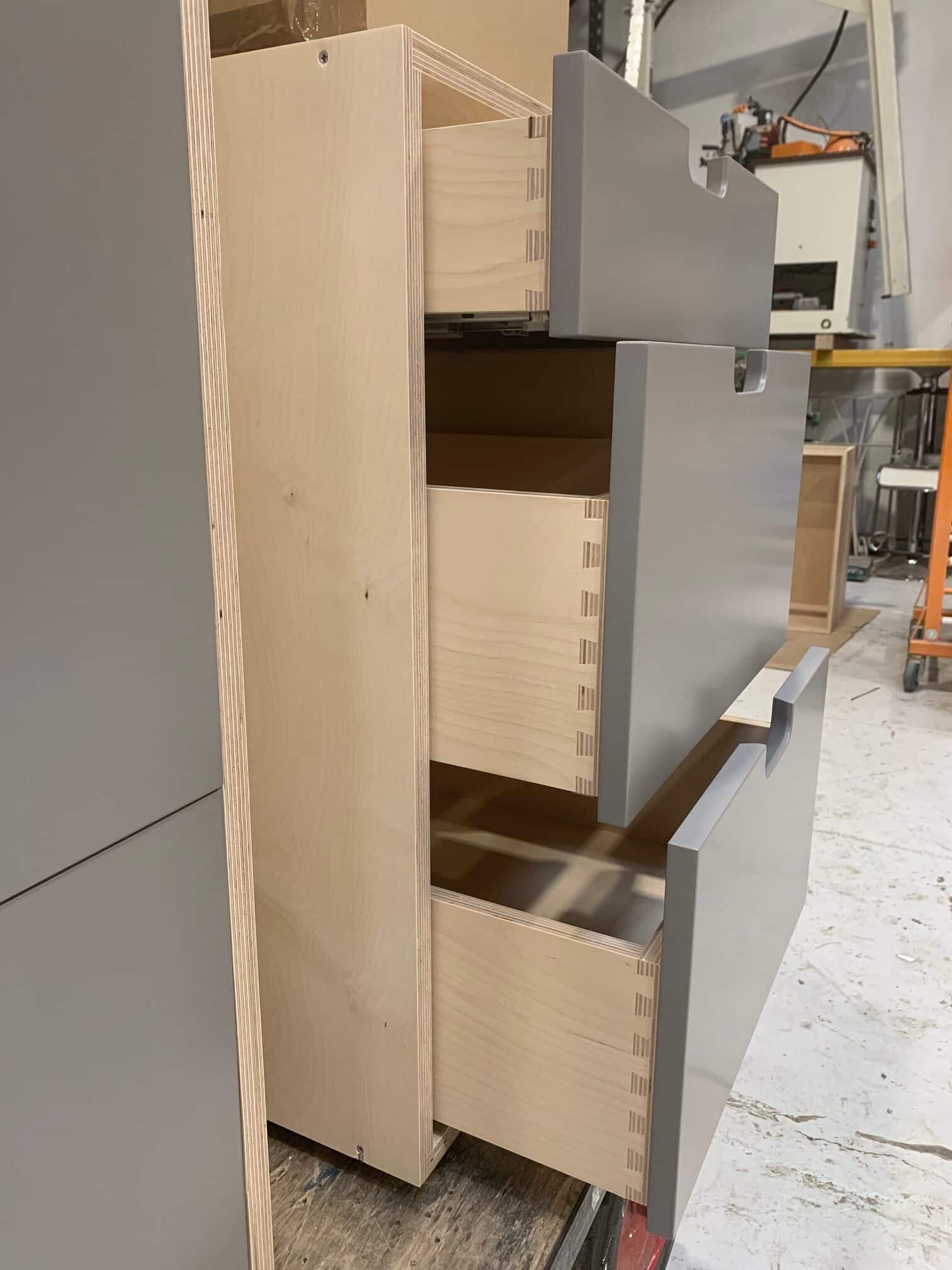 Grey Plywood Cabinets