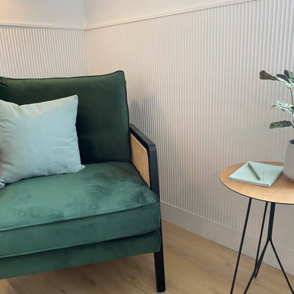Mini Fluted Wall Panelling Seating Area