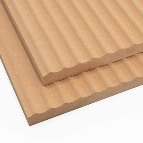 Two Mini Fluted Fire rated MDF panels with a white background