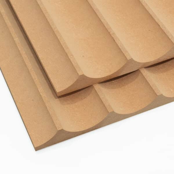 Two Standard Fluted Fire Rated MDF Panels with a white background