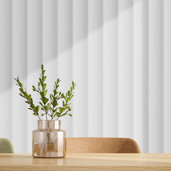 Fluted Kitchen Wall with a vase and a flower on the table