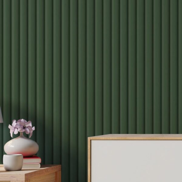 Green Ribbed wall panelling