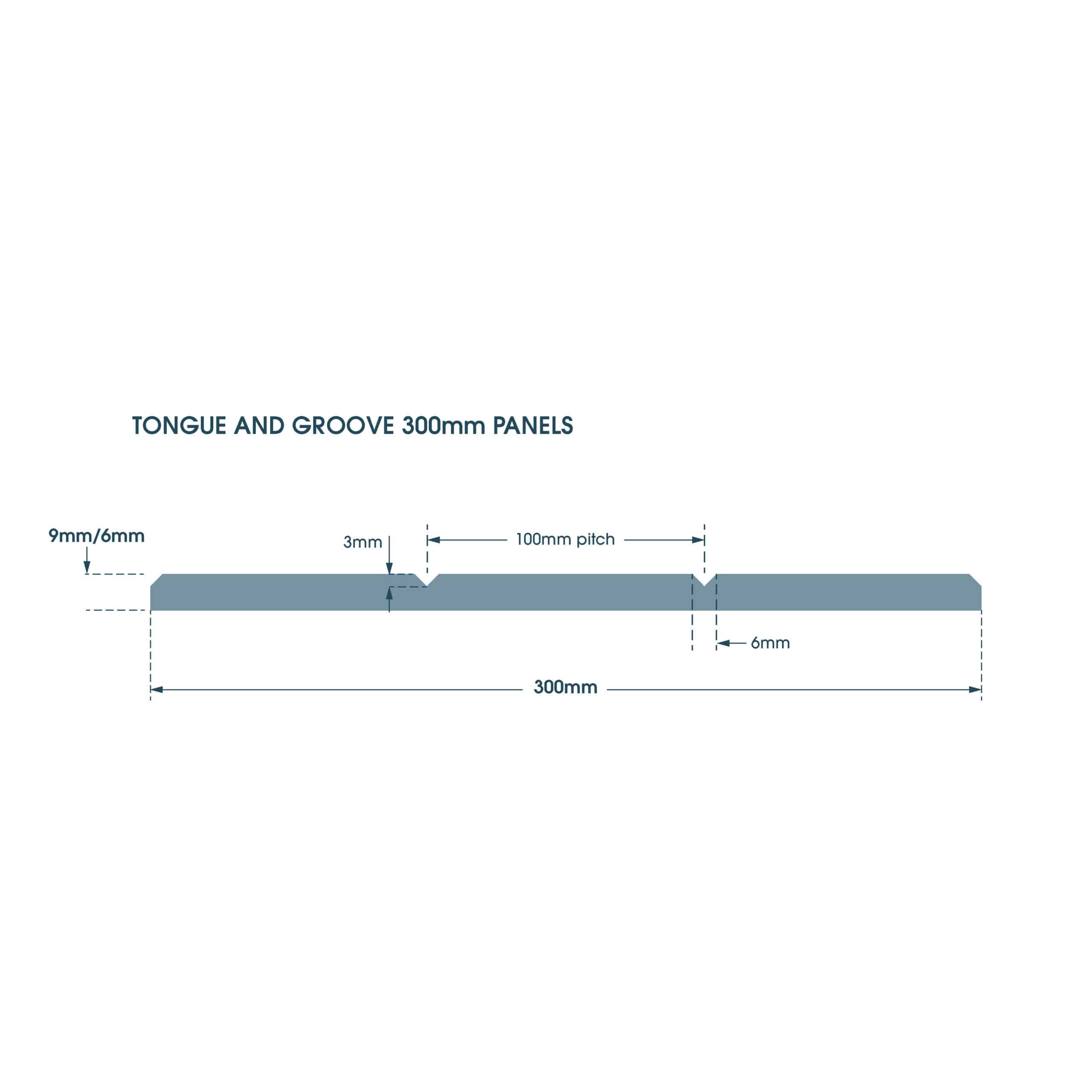 Tongue and Groove 300mm Panel technical drawing