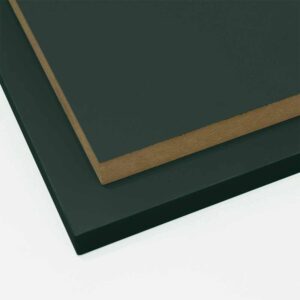 two kombu green super matt mdf panels, cut to size, stacked on top of each other