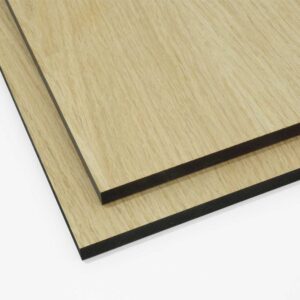 two black dyed oak veneered faced mdf panels cut to size and stacked on top of each other