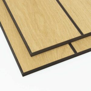 100mm groove pitch oak veneer black dyed tongue and groove panels stacked on top of each other