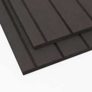 50mm groove pitch black dyed mdf tongue and groove panels stacked on top of each other