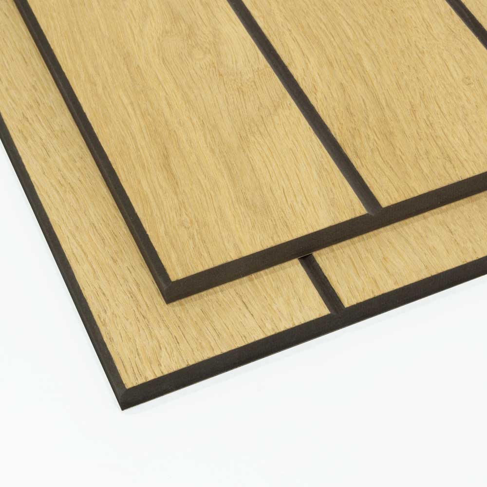 75mm groove pitch oak veneer black dyed tongue and groove panels stacked on top of each other