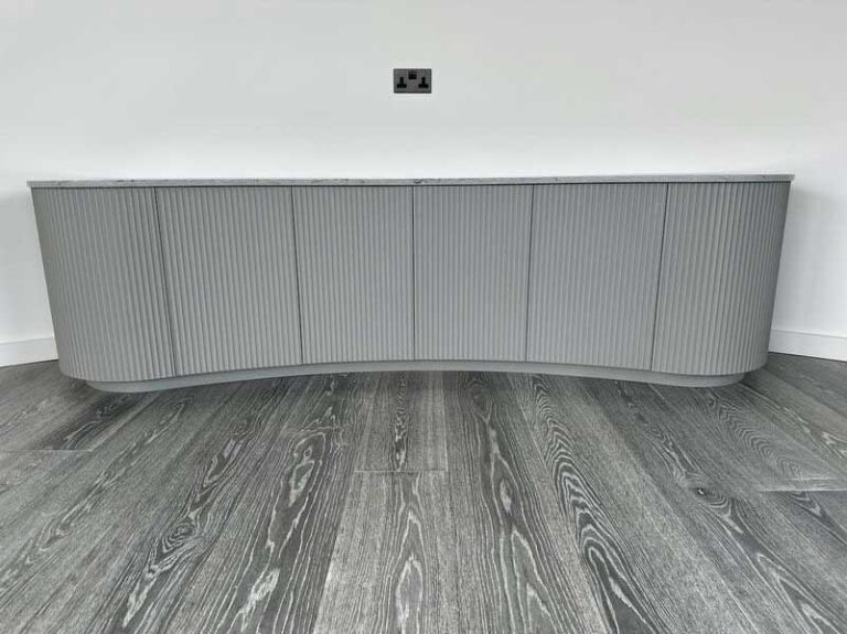 mini fluted mdf used on door fronts of a bespoke unit