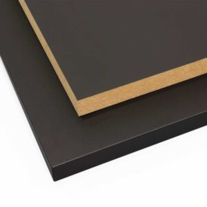 two matt black melamine boards cut to size and stacked on top of each other