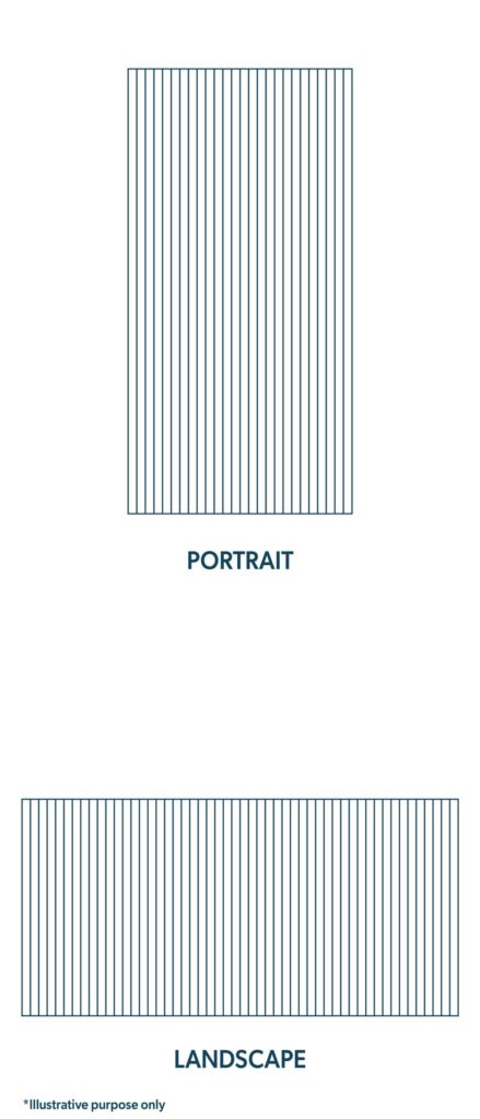 decorative wall panelling portrait and landscape orientations diagram