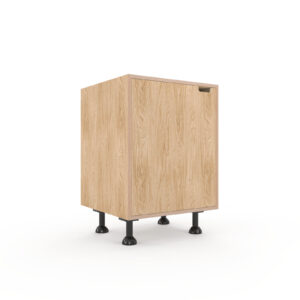 600mm oak faced plywood kitchen base unit with inset door