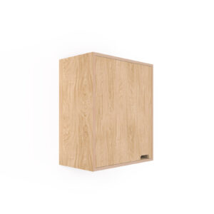 a rendering of a 600mm wide oak veneered plywood kitchen wall unit on a white background