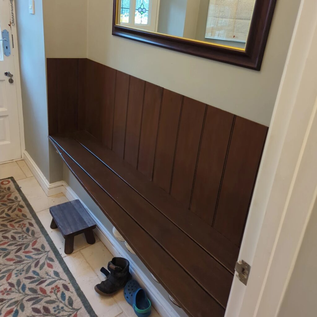 Stained Oak Veneer Faced Bead and Butt Wall Panelling