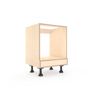 a rendering of a 600mm wide birch plywood kitchen undercounter oven unit on a white background