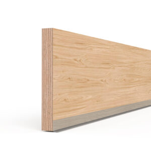 a rendering of a oak faced plywood kitchen plinth panel on a white background