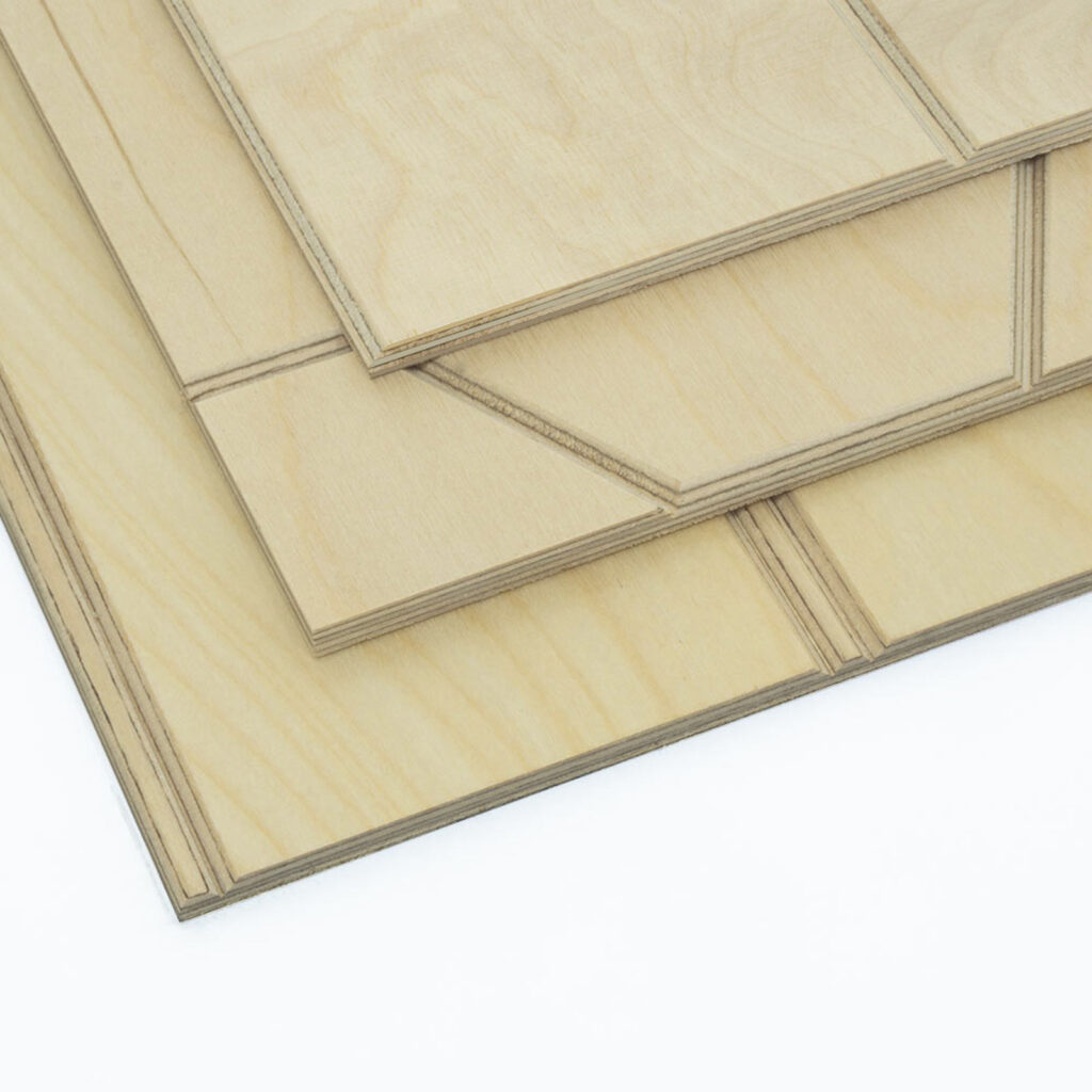 three different plywood wall panels stacked on top of each other