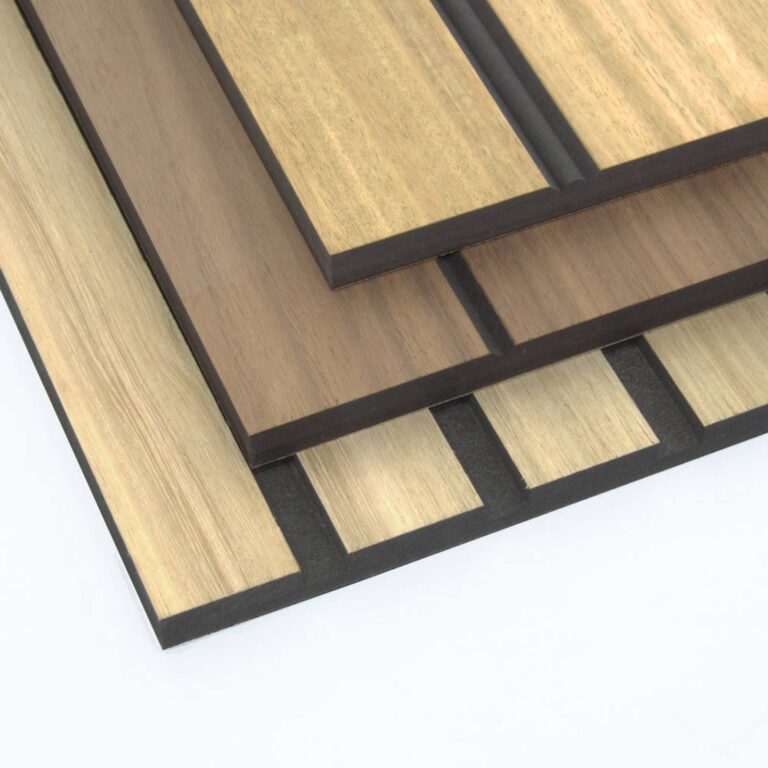 three different styles of wood veneered wall panels stacked on top of each other