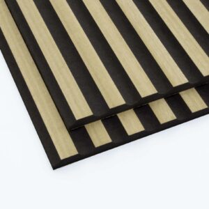 Eucalptus veneer faced classic mini fluted panels stacked on top of each other