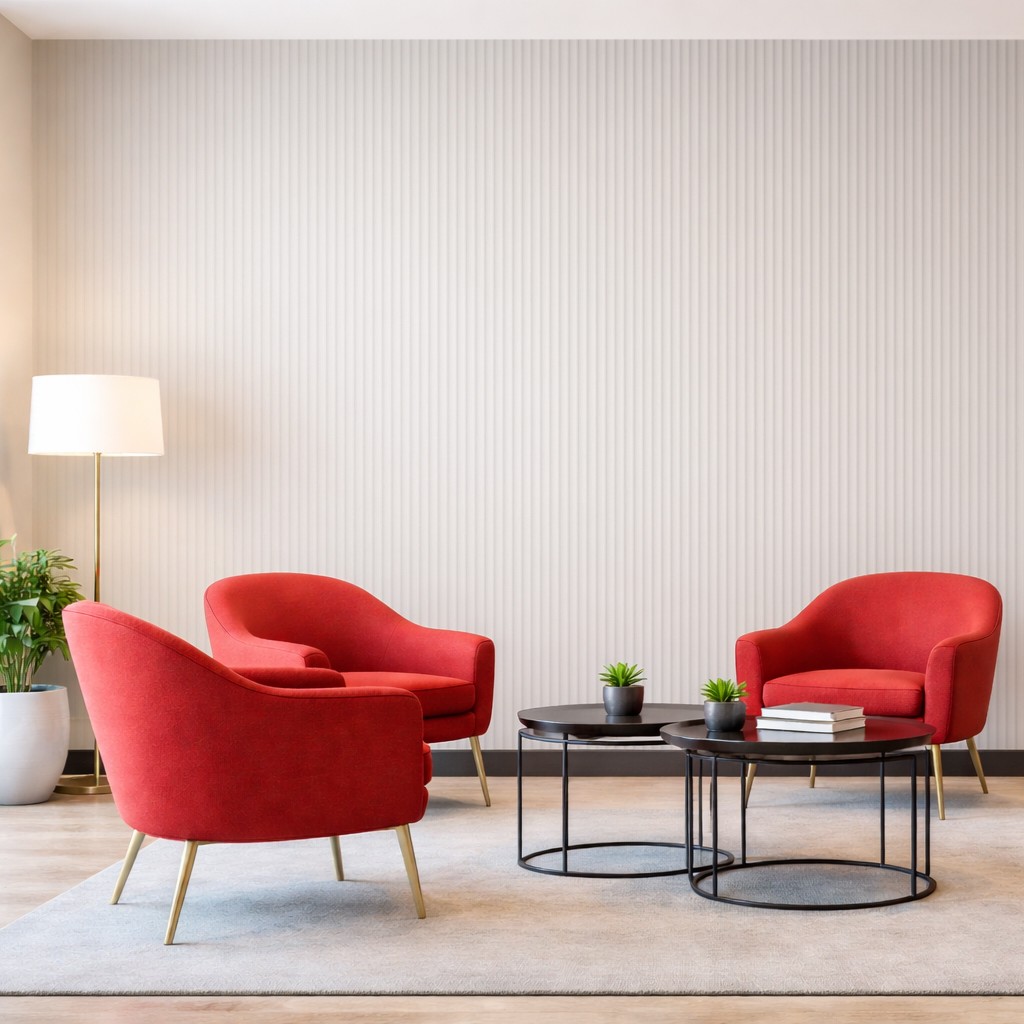 Rendered image of Medium fluted panels in a office seating area