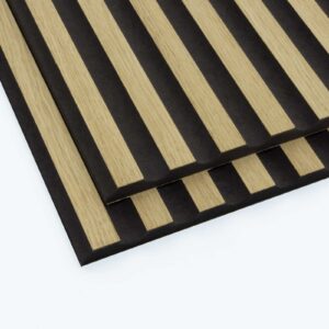 oak veneer faced classic mini fluted panels stacked on top of each other