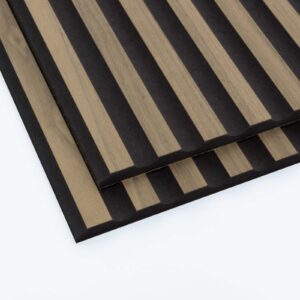 walnut veneered classic mini fluted panels stacked on top of each other